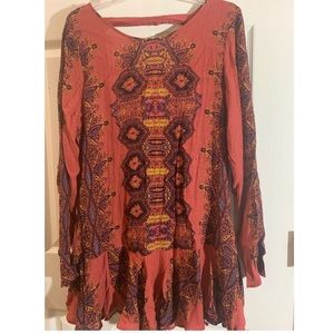 Free People Smooth Talker Tunic Dress Copper Combo